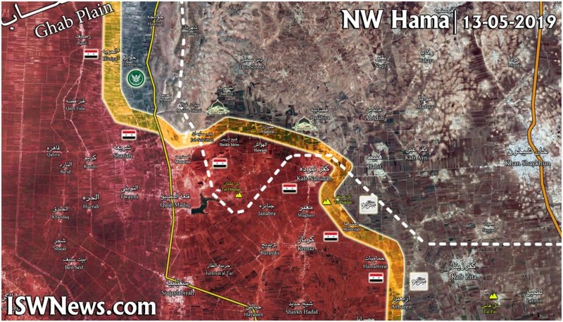 Bản đồ chiến tuyến vùng tây bắc tỉnh Hama theo South Front.