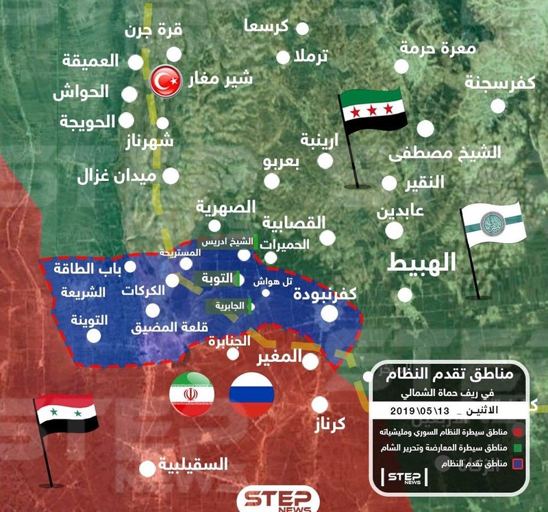Chiến trường Hama, khu vực quân đội Syria tiến công tính đến ngày 13.05.2019 theo South Front