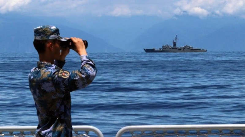 Hải quân Trung Quốc diễn tâp chiến đấu. Ảnh SCMP