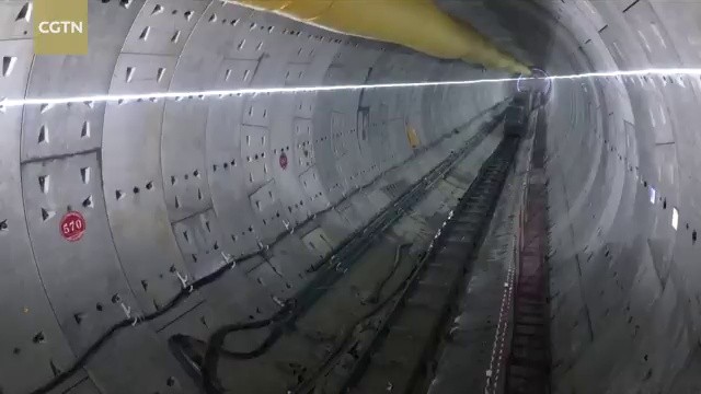 Tuyến đường hầm đường sắt Hengqin dưới biển kết nối Quảng Đông và Macao. Ảnh video CGTN