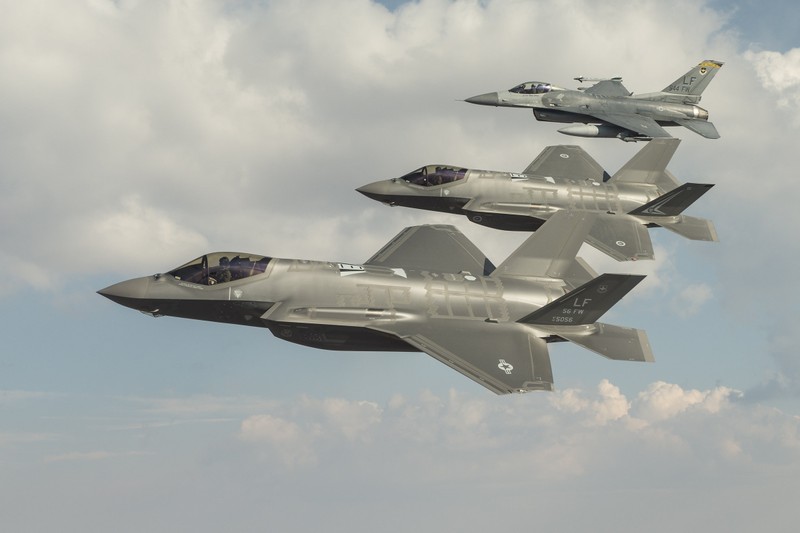 Biên đội máy bay chiến đấu tàng hình F-35 của Không quân Mỹ-Australia. Ảnh: Thời báo Hoàn Cầu.