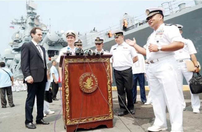 Tàu tuần dương Varyag Hạm đội Thái Bình Dương Nga thăm Philippines. Ảnh: Chinanews