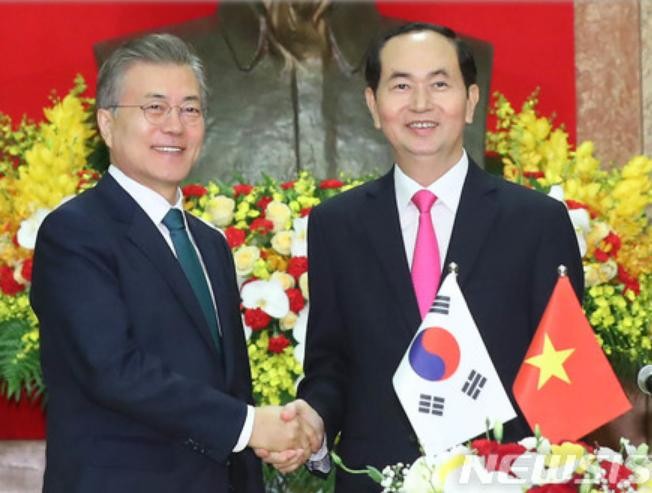 Từ ngày 22 - 24/3/2018, Tổng thống Hàn Quốc Moon Jae-in thăm Việt Nam. Ảnh: Sina.