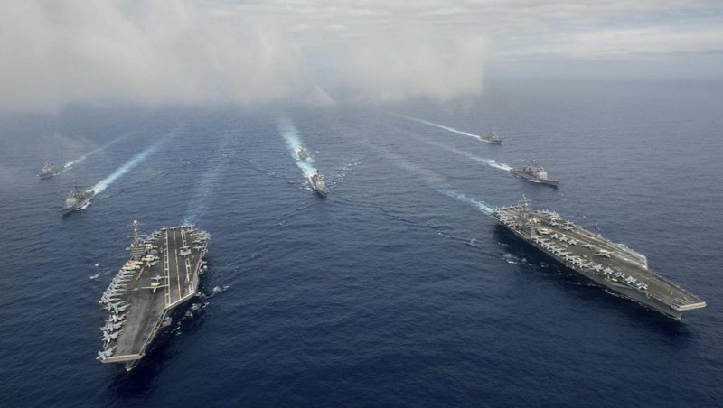 Hai cụm tác chiến tàu sân bay Mỹ từng tuần tra thị uy ở Biển Đông trong năm 2016