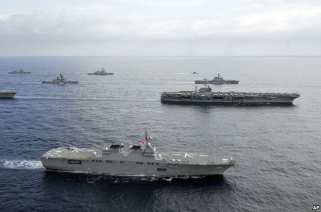 Hải quân Mỹ và Nhật Bản thường xuyên tập trận chung và vừa có cuộc diễn tập trên Biển Đông