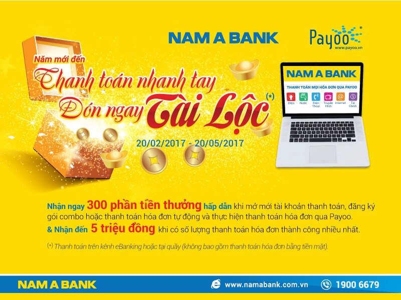 Thanh toán nhanh tay - nhận ngay tài lộc với NamA Bank