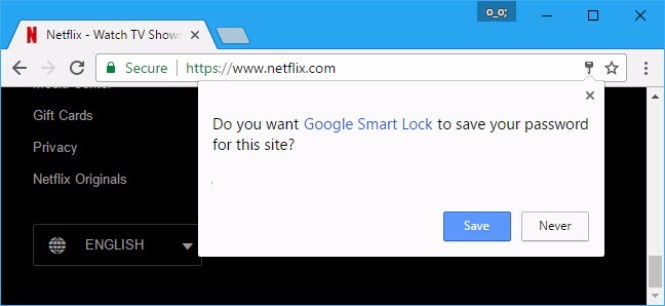 Thông báo yêu cầu người dùng lưu mật khẩu trên trình duyệt Chrome