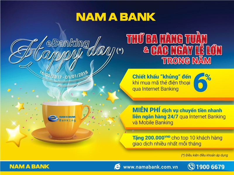Nam A Bank ưu đãi khủng với chương trình "eBanking Happy Day”