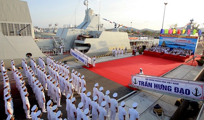 Lễ thượng cờ trên tàu 016-Quang Trung. Nguồn: VOV