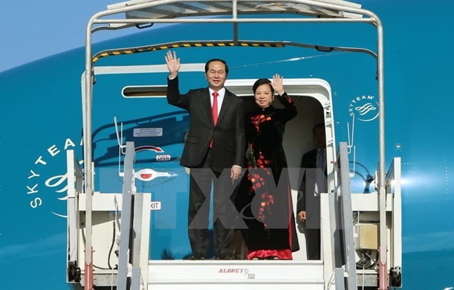 Chủ tịch nước Trần Đại Quang và Phu nhân. Ảnh: TTXVN 