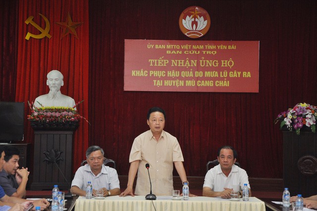 Bộ trưởng Trần Hồng Hà phát biểu tại buổi làm việc chiều 5/8 ở tỉnh Yên Bái (Ảnh: V.H)