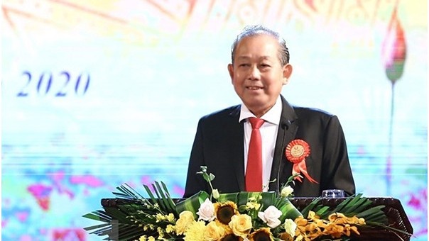 Phó Thủ tướng Trương Hòa Bình phát biểu tại Đại hội. Ảnh Mic