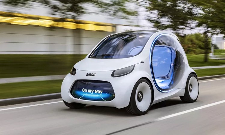 Smart Vision EQ Fortwo sử dụng động cơ điện, tích hợp công nghệ lái tự động hoàn toàn. Ảnh: Daimler