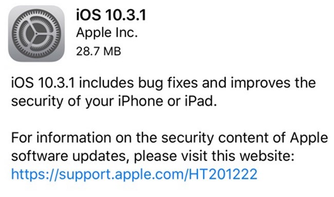iOS 10.3.1 tập trung vào các tính năng bảo mật cho iPhone, iPad