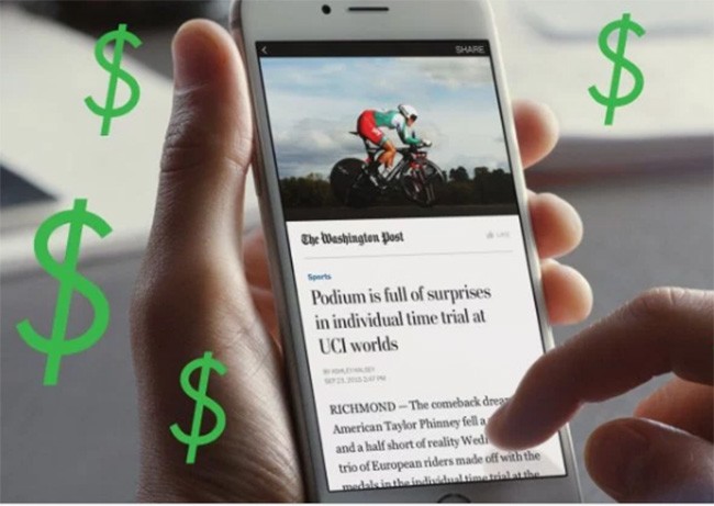 Người dùng muốn đọc tin tức trên Facebook sẽ phải trả tiền thuê bao (ảnh: Tech Crunch)