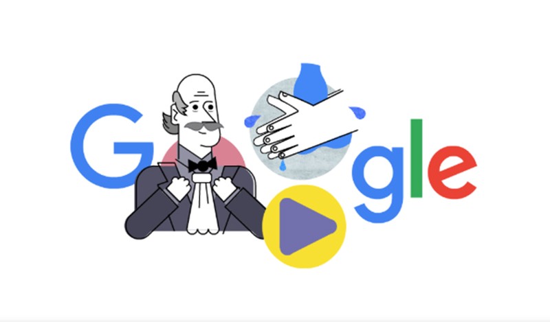 Biểu tượng của Google khuyến khích mọi người rửa tay để phòng dịch Covid-19