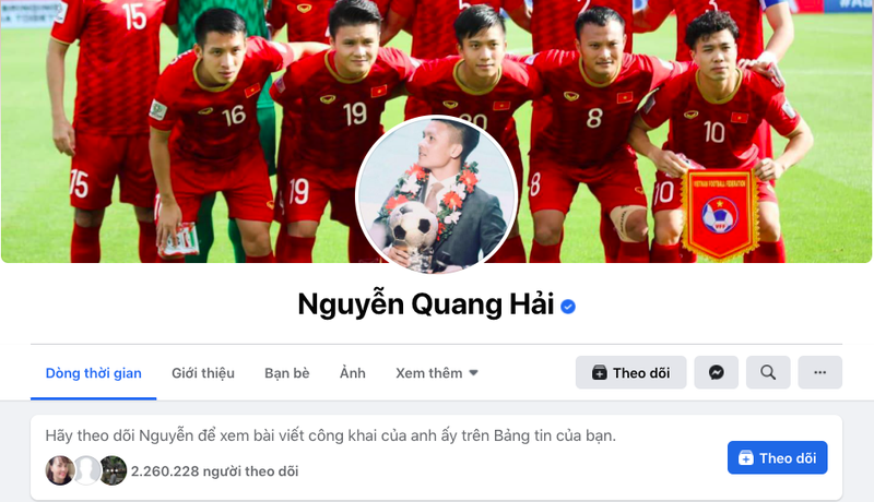 Facebook cá nhân của Quang Hải bị dân mạng để lại bình luận không hay