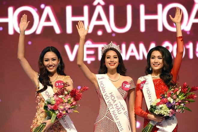 Top 3 Hoa hậu Hoàn vũ Việt Nam 2015. (Ảnh: BTC)