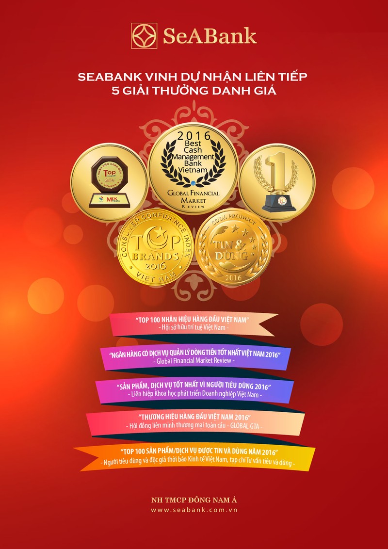 SeABank nhận nhiều giải thưởng trong tháng 11/2016