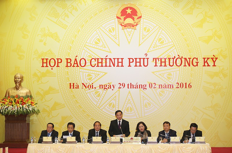 hiên họp báo thường kỳ Chính phủ tháng 2/2016 - Ảnh: VGP/Quang Hiếu