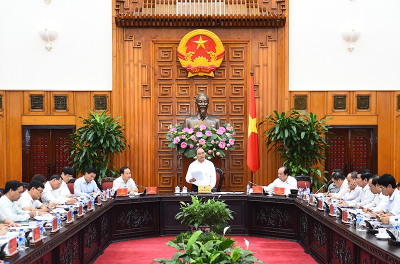Thủ tướng Nguyễn Xuân Phúc làm việc với lãnh đạo chủ chốt tỉnh Thanh Hóa tại trụ sở Chính phủ.