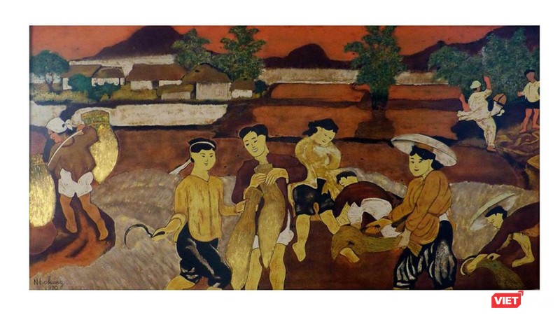 Một bức tranh ở lot 99 được gắn tên họa sĩ Nguyễn Tiến Chung (Ảnh: Drouot) 