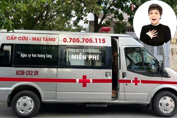 Nghệ sĩ Việt Hương tặng xe mai táng miễn phí tới người tử vong vì COVID-19. Ảnh: FBNV