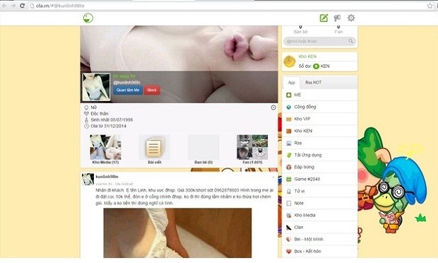 Trao đổi nội dung đồi trụy, mạng xã hội Ola.vn bị phạt 50 triệu đồng