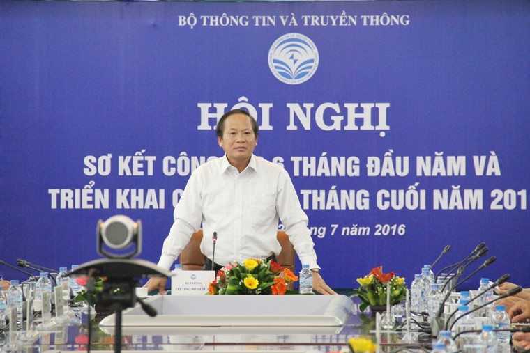 Ủy viên Trung  ương Đảng, Bộ trưởng Bộ TT&TT Trương Minh Tuấn phát biểu chỉ đạo Hội nghị
