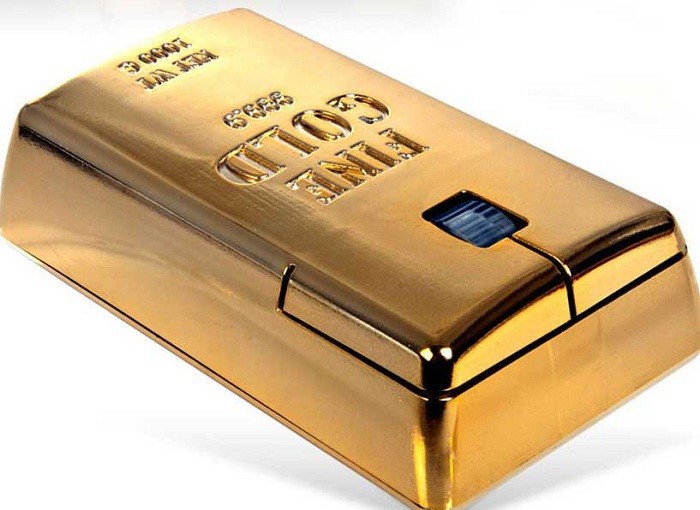 1- Chuột Gold Bullion được thiết kế hoàn toàn giống như một viên gạch vàng với giá hiện nay khoảng 36.835 USD.