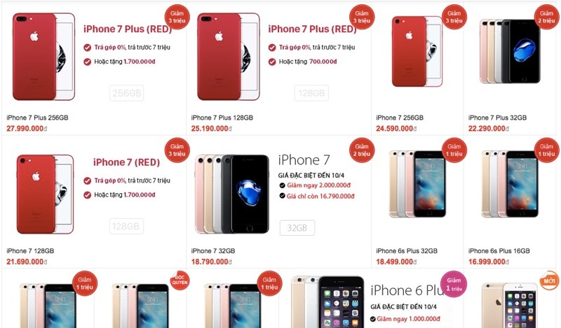 Bảng giá iPhone của FPT Shop giảm giá "đỏ sàn" - Ảnh chụp màn hình