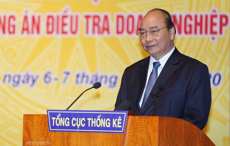Thủ tướng Nguyễn Xuân Phúc phát biểu tại hội nghị Triển khai kế hoạch công tác và tập huấn phương án điều tra doanh nghiệp năm 2020