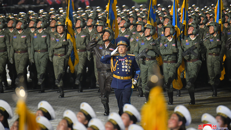 Các lực lượng quân đội tham gia Lễ duyệt binh được tổ chức nhân dịp kỷ niệm 90 năm ngày thành lập Quận đội Nhân dân Triều Tiên vào tháng 4/2022.
