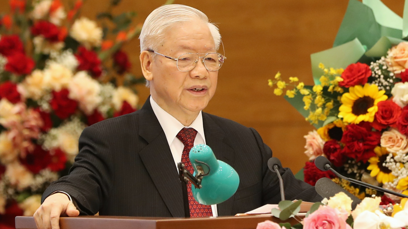 Tổng Bí thư Nguyễn Phú Trọng phát biểu tại Lễ kỷ niệm 40 năm Ngày thành lập Liên hiệp các hội Khoa học và Kỹ thuật Việt Nam.