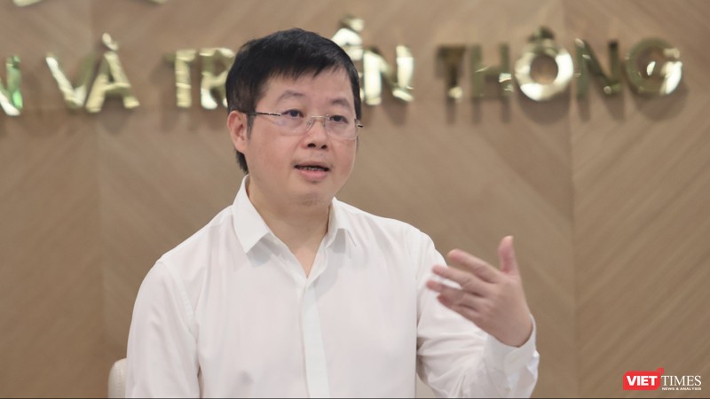 Thứ trưởng Nguyễn Thanh Lâm - người phát ngôn của Bộ Thông tin và Truyền thông tại họp báo thường kỳ tháng 6 của Bộ.