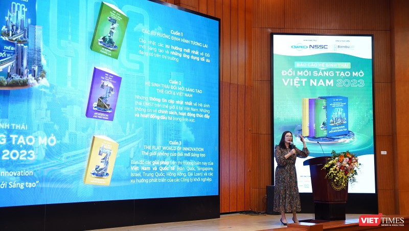 Bà Nguyễn Hương Quỳnh - CEO của Nền tảng kết nối Đổi mới sáng tạo BambuUP trình bày về Dự án.