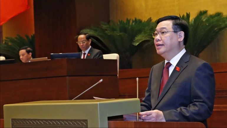 Chủ tịch Quốc hội Vương Đình Huệ phát biểu khai mạc Kỳ họp bất thường lần thứ 5.