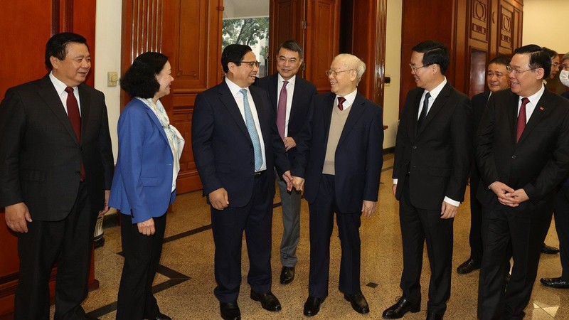 Tổng Bí thư Nguyễn Phú Trọng cùng các lãnh đạo Đảng, Nhà nước tham dự Phiên họp.