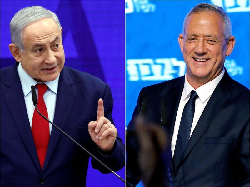 Đảng của Thủ tướng Netanyahu và cựu tướng quân đội Gantz đang ganh đua sát nút (Ảnh: Reuters)