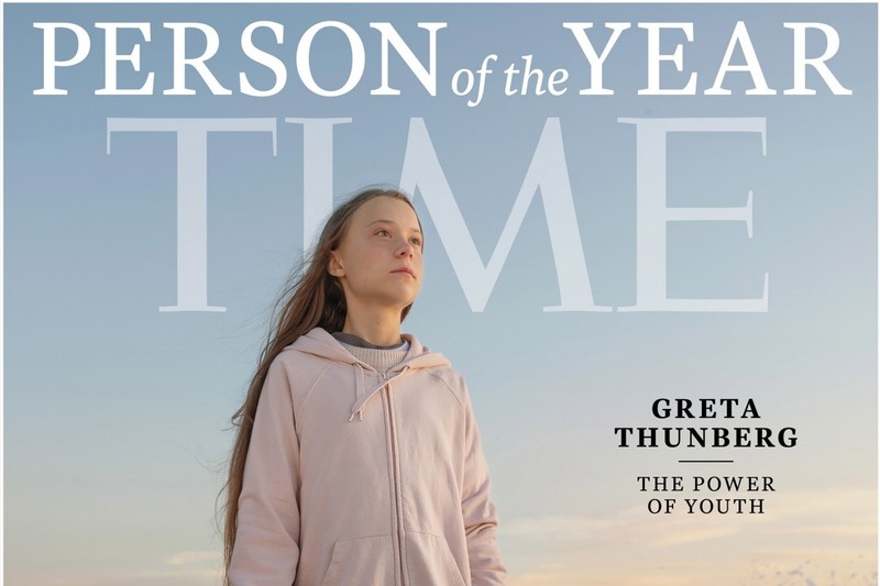 Bức ảnh Greta Thunberg được đăng trên bìa của tạp chí Time với dòng chữ “Sức mạnh của tuổi trẻ” (Ảnh: Time)