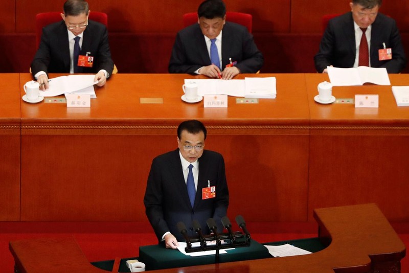 Thủ tướng Trung Quốc Lý Khắc Cường phát biểu khai mạc kỳ họp Quốc hội thường niên tại Bắc Kinh (Ảnh: Reuters)