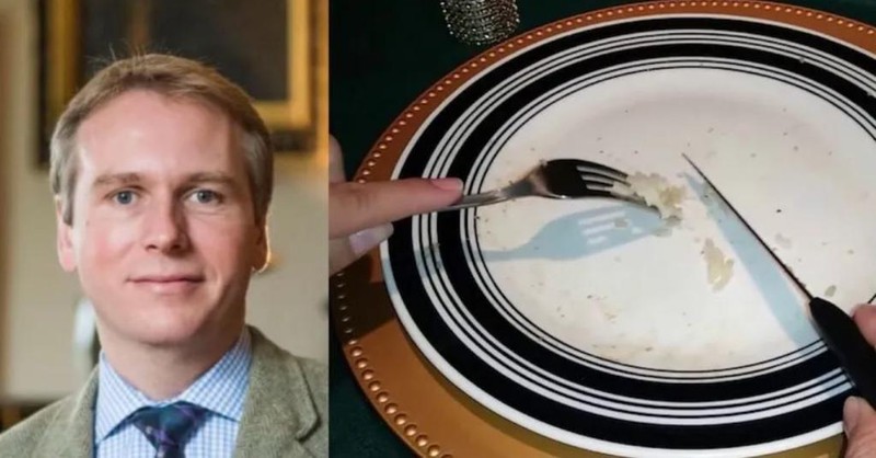 Grant Harrold và bài đăng trên Twitter dạy cách ăn cơm bằng dao và nĩa gây phẫn nộ (Ảnh: Todayonline)