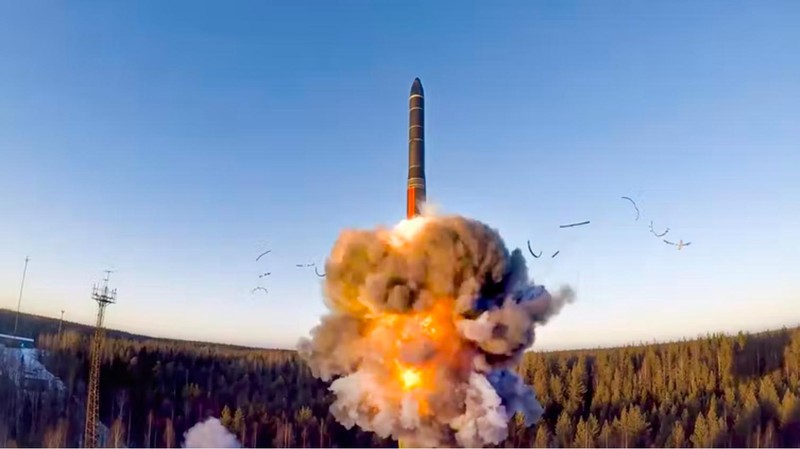 Tên lửa đạn đạo liên lục địa được Nga phóng thử nghiệm trong năm 2020 (Ảnh: BQP Nga)