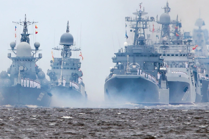 Các tàu chiến của Hạm đội Biển Đen, Nga trong một cuộc diễn tập (Ảnh: Getty).