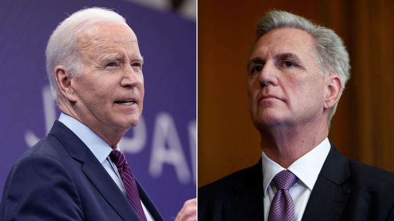 Tổng thống Mỹ Joe Biden và Chủ tịch Hạ viện Kevin McCarthy đạt được thoả thuận sơ bộ về trần nợ công mới (Ảnh: CNN)