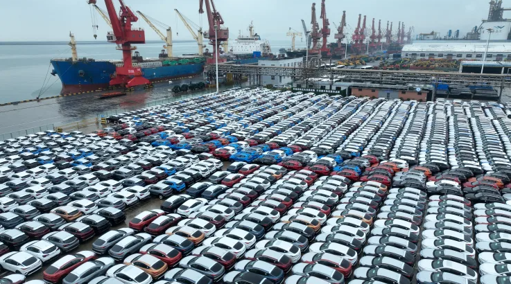 Số lượng lớn ô tô chuẩn bị xuất khẩu tại Liên Vân Cảng, tỉnh Giang Tô, Trung Quốc, ngày 17/1/2024 (Ảnh: Getty)