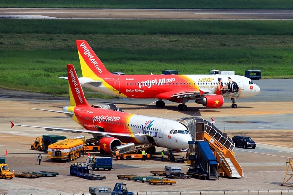 Máy bay của hãng VietJet ở sân bay Nội Bài (ảnh minh họa).