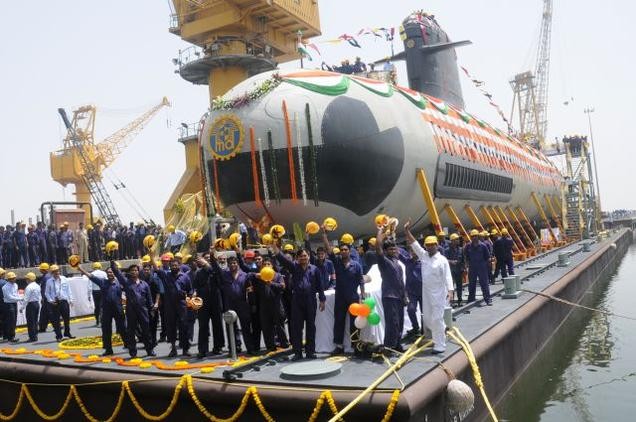Tàu ngầm lớp Scorpene đang được đóng ở Ấn Độ.