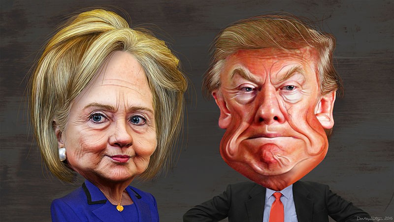 Nếu bầu cử được tổ chức ngay hôm nay Hillary Clinton sẽ đánh bại Donald Trump (ảnh hoạt họa: Forbes)