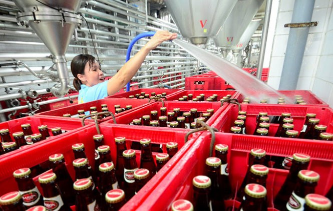 Một dây chuyền sản xuất của Công ty bia Sài Gòn